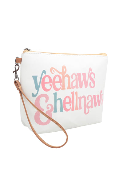 YEEHAWS & HELLNAWS PRINT COSMETIC POUCH BAG W/ WRISTLET