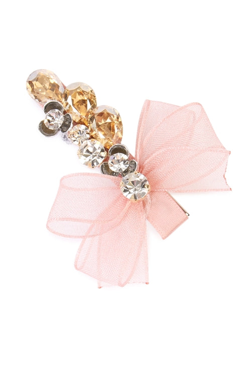 BOW AND FLOWER HAIR CLIP