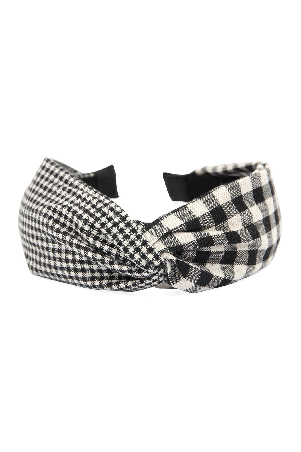 PLAID KNOTTED FABRIC COATED HAIR BAND/6PCS