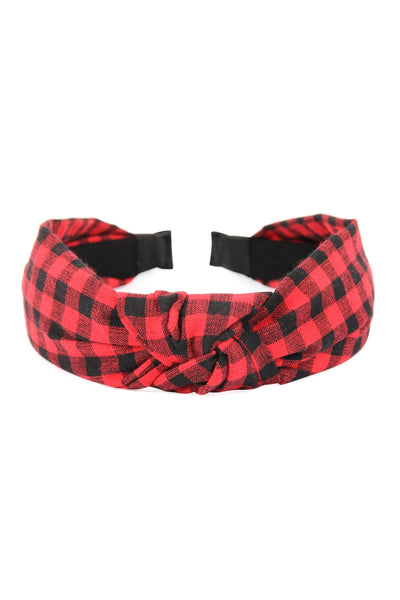 PLAID KNOTTED FABRIC COATED HAIR BAND/6PCS