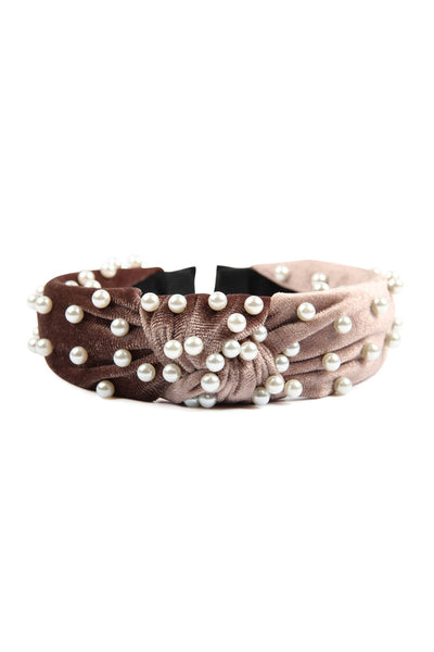 FABRIC HEAD BAND WITH PEARL BEADS/6PCS