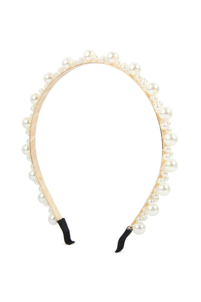 NATURAL STITCHED PEARL HEADBAND/6PCS