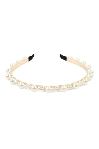 NATURAL STITCHED PEARL HEADBAND/6PCS