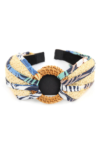 BLUE KNOTTED RAFFIA WITH FABRIC HEADBAND/6PCS (NOW $2.50 ONLY!)