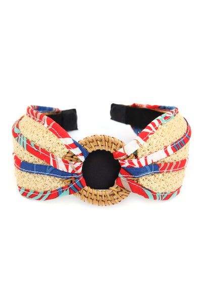 BLUE KNOTTED RAFFIA WITH FABRIC HEADBAND/6PCS (NOW $2.50 ONLY!)