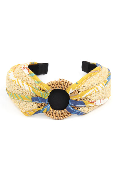 BLUE KNOTTED RAFFIA WITH FABRIC HEADBAND/6PCS (NOW $2.50 ONLY!)