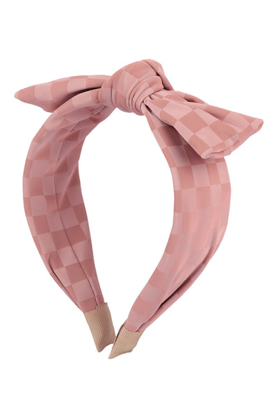 KNOTTED RIBBON CHECKERED PRINT HEADBAND HAIR ACCESSORIES