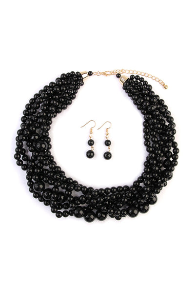 MULTI STRAND BUBBLE CHOKER NECKLACE AND EARRING SET/6SETS