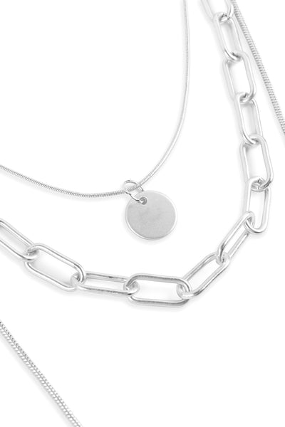 SILVER CHAIN WITH LAYERED PENDANT NECKLACE/6PCS (NOW $2.00 ONLY!)