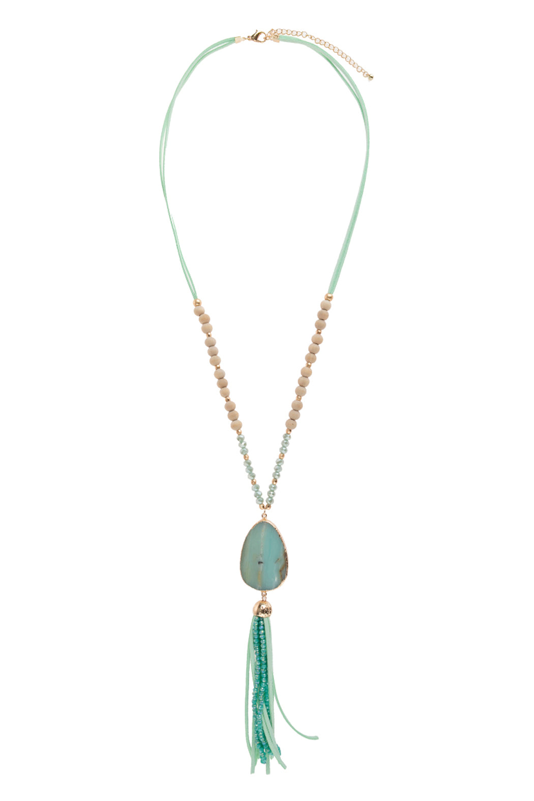 NATURAL STONE WITH TASSEL PENDANT NECKLACE