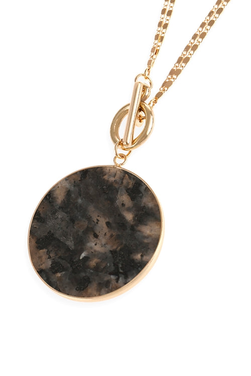 NATURAL STONE PENDANT CHAIN LAYERED NECKLACE/6PCS (NOW $2.00 ONLY!)
