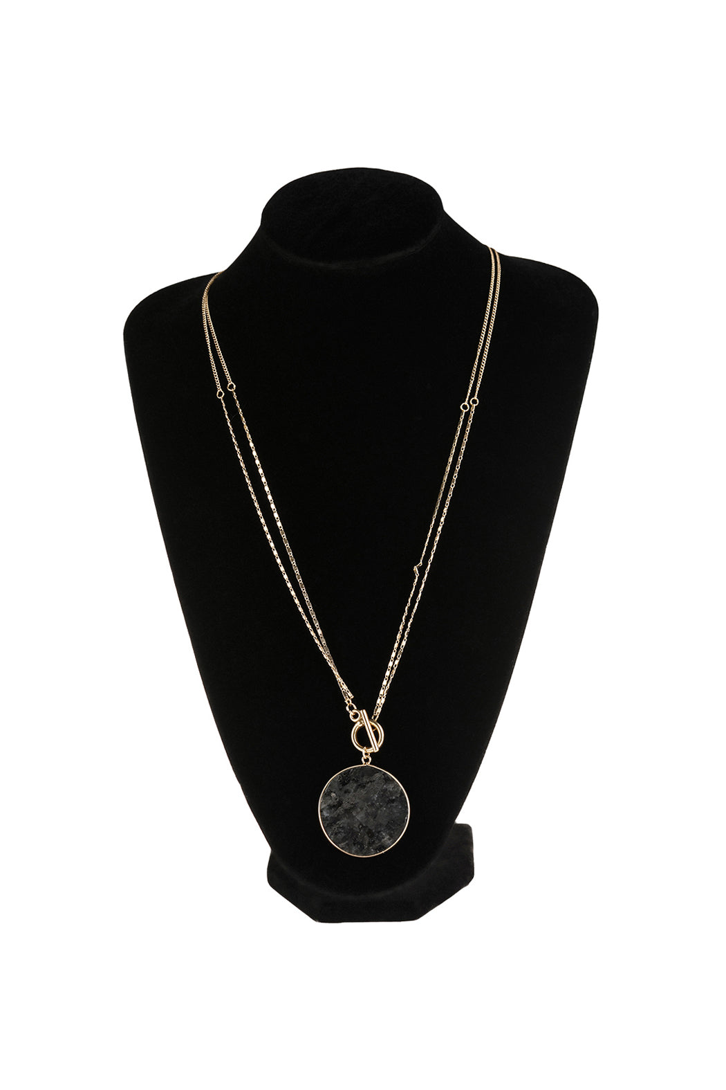 NATURAL STONE PENDANT CHAIN LAYERED NECKLACE/6PCS (NOW $2.00 ONLY!)