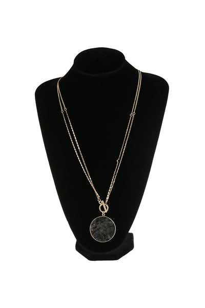 NATURAL STONE PENDANT CHAIN LAYERED NECKLACE/6PCS (NOW $2.00 ONLY!)