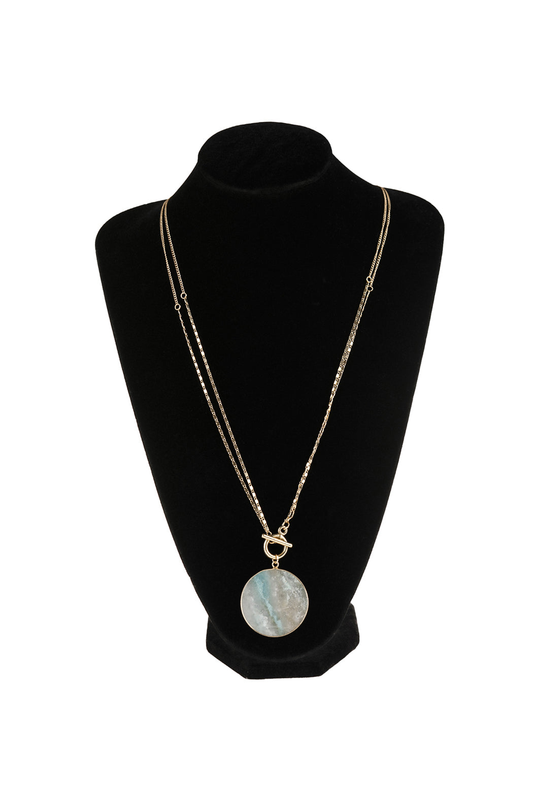 NATURAL STONE PENDANT CHAIN LAYERED NECKLACE/6PCS (NOW $2.00 ONLY!)