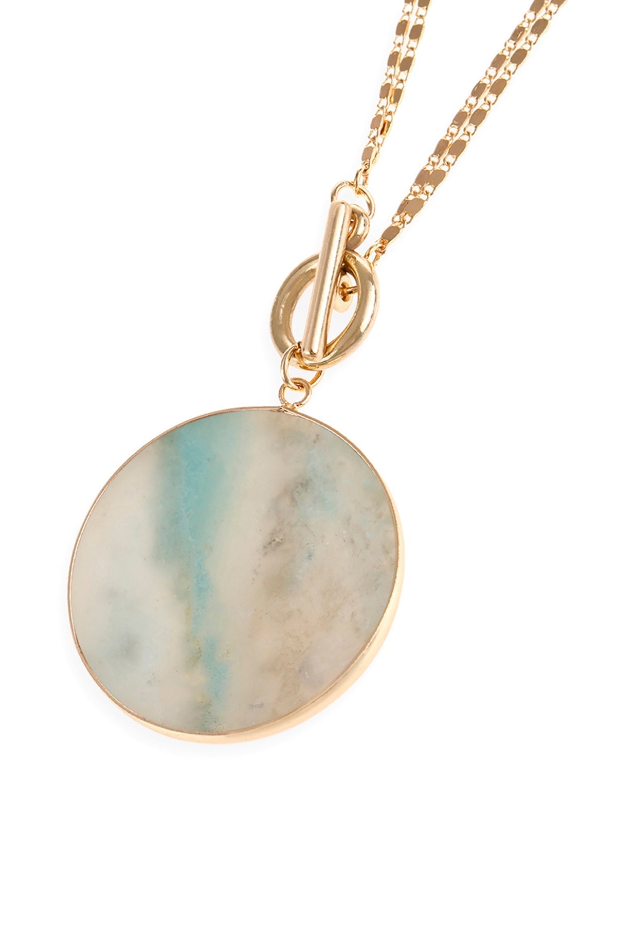 NATURAL STONE PENDANT CHAIN LAYERED NECKLACE/6PCS (NOW $2.00 ONLY!)