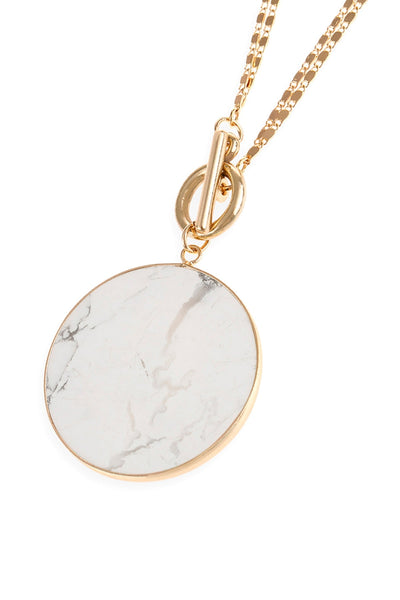 NATURAL STONE PENDANT CHAIN LAYERED NECKLACE/6PCS (NOW $2.00 ONLY!)