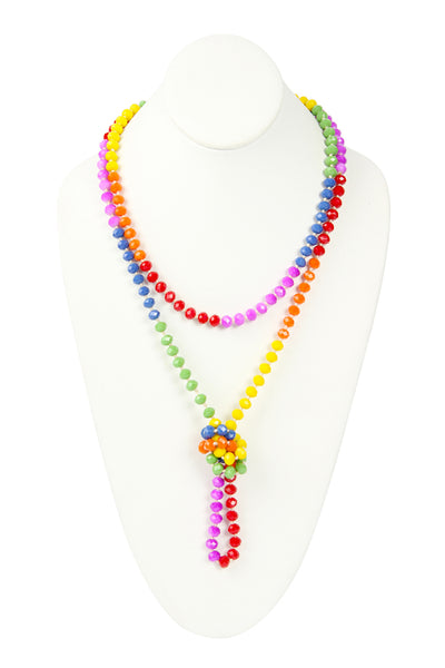 RAINBOW HAND KNOTTED RONDELLE BEADS NECKLACE