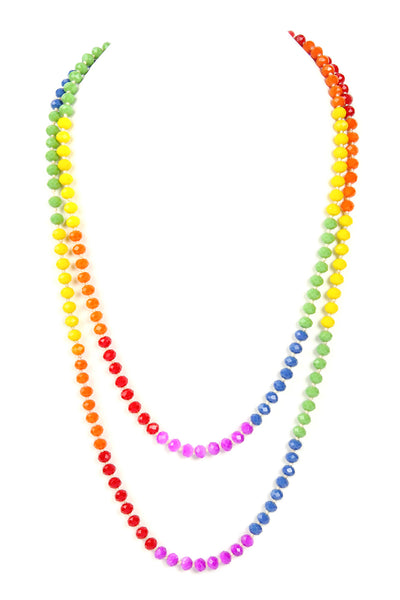 RAINBOW HAND KNOTTED RONDELLE BEADS NECKLACE