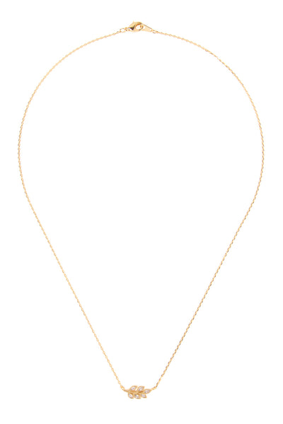 LEAVES BRANCH CRYSTAL PAVE PENDANT NECKLACE