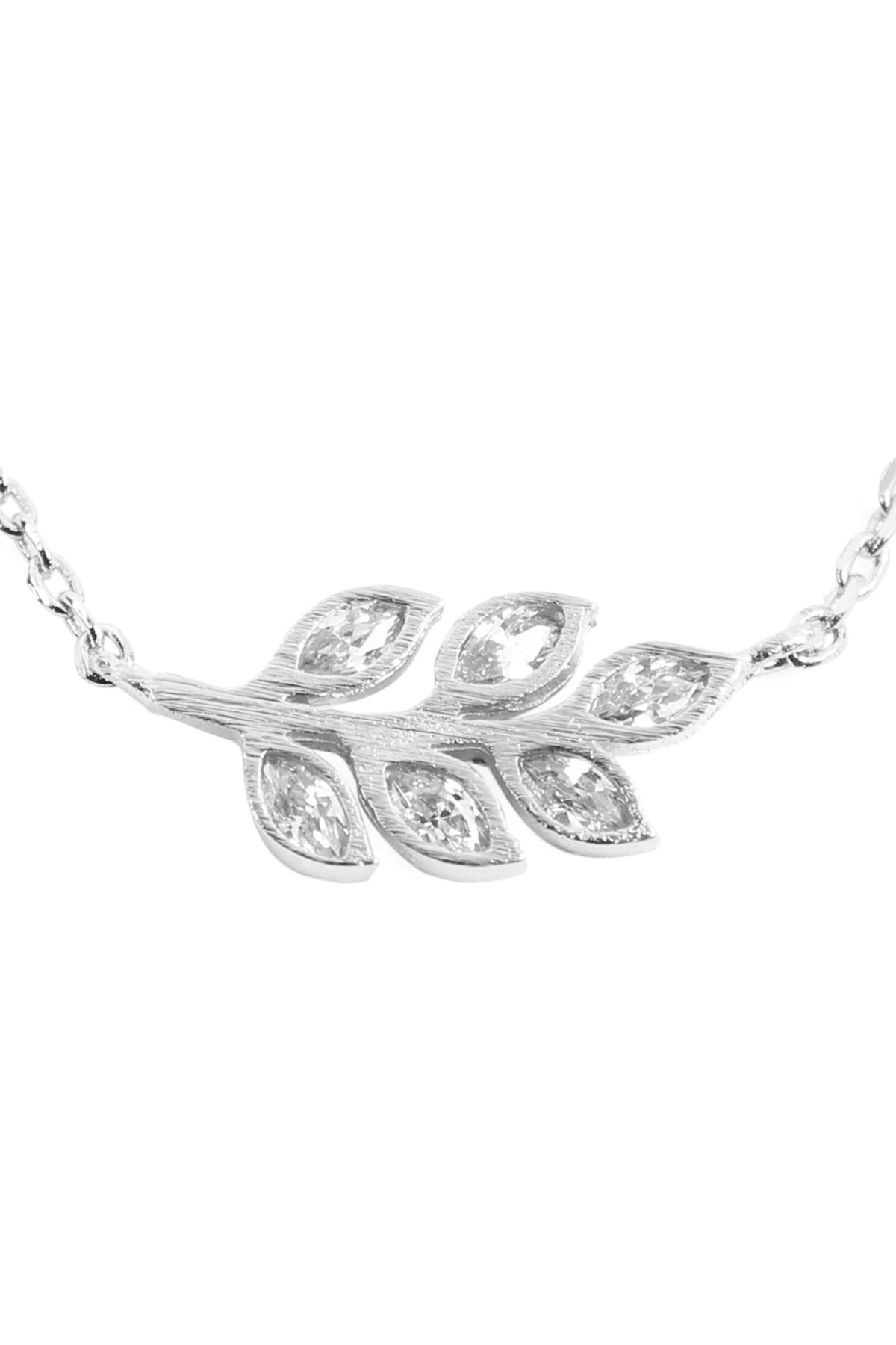 LEAVES BRANCH CRYSTAL PAVE PENDANT NECKLACE