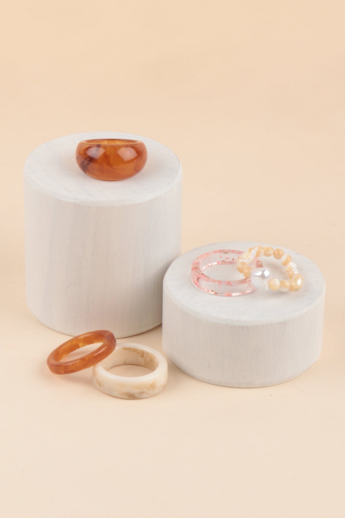 MARBLE RESIN PEARL ASSORTED 5PCS RING SET/6PCS (NOW $1.25 ONLY!)