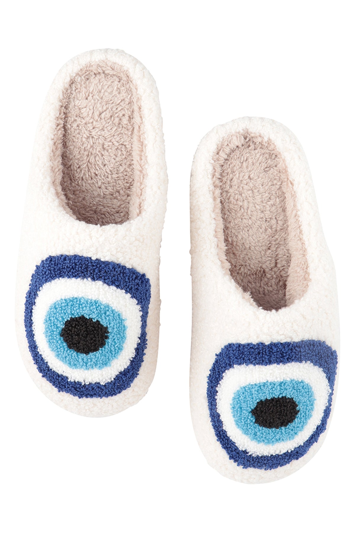 EVIL EYE PRINT FLEECE SLIPPER- SAPPHIRE/6PCS (S2-M2-L2)