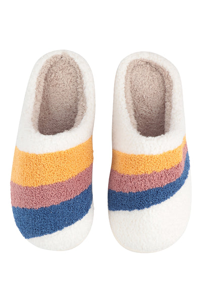 STRIPED PRINT FLEECE SLIPPER-MULTICOLOR/6PCS (S2-M2-L2)