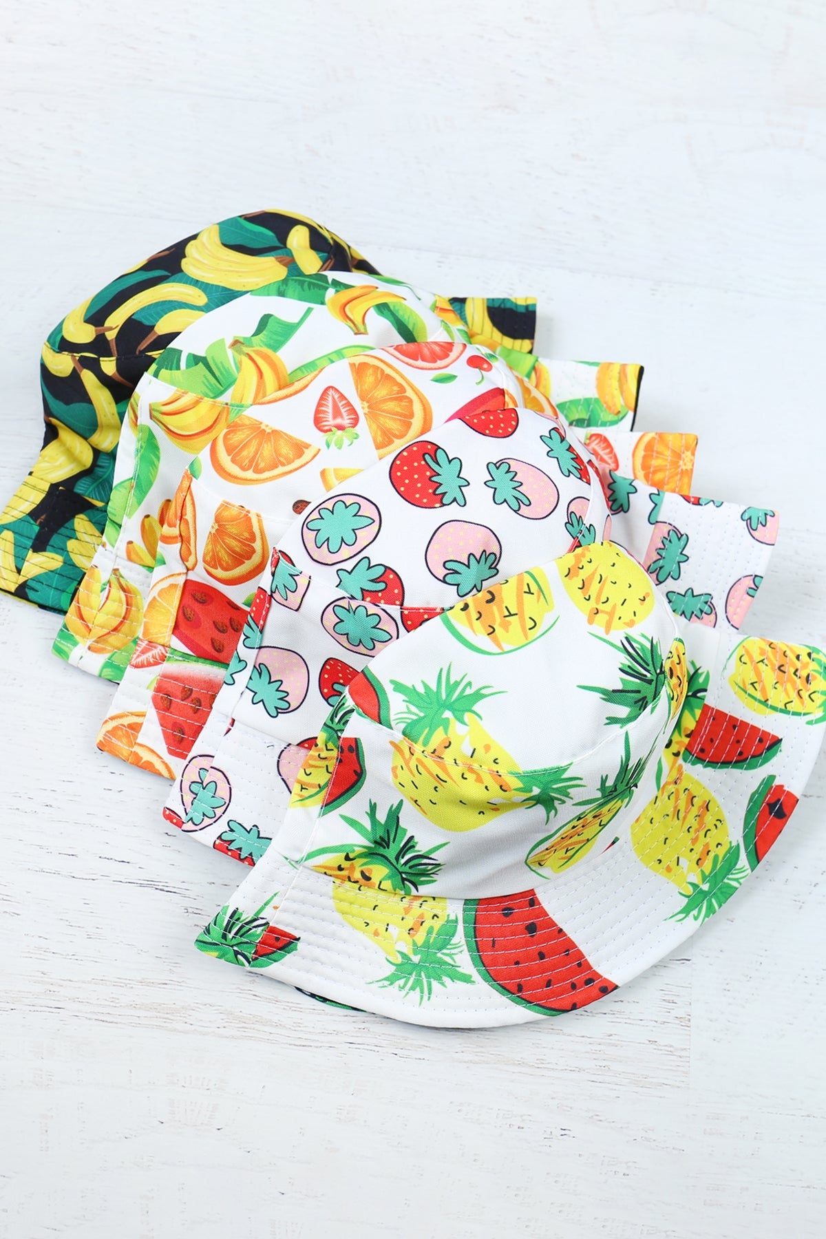 PRINT DOUBLE-SIDE-WEAR REVERSIBLE BUCKET HAT/6PCS