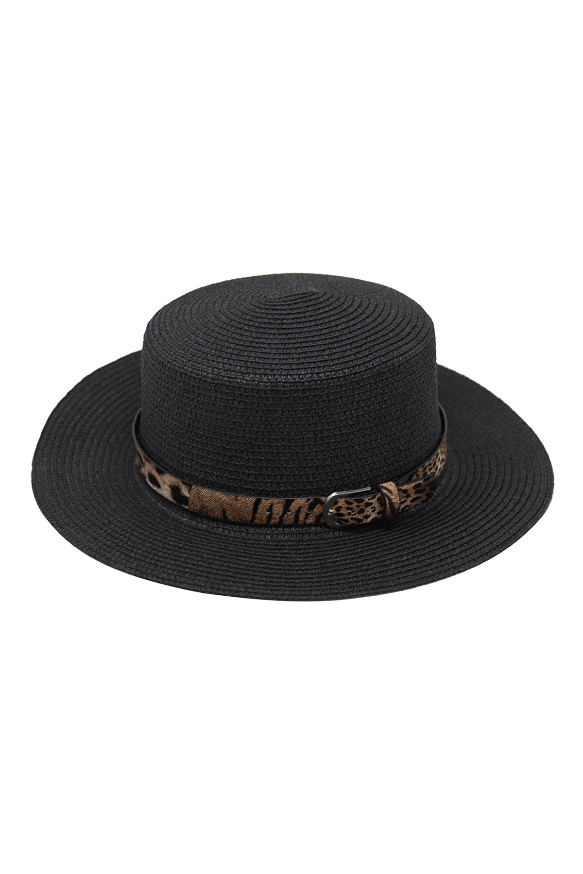 SUMMER BRIM HAT W LEOPARD ACCENT BELT