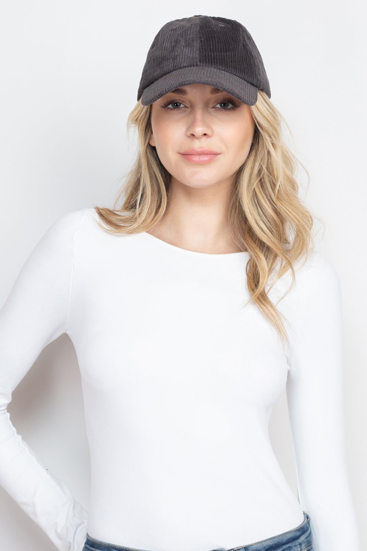 LINE TEXTURED COTTON CORDUROY FASHION CAP (NOW $3.50 ONLY!)