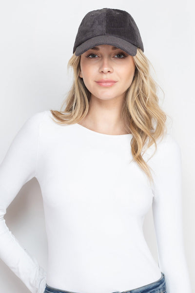 LINE TEXTURED COTTON CORDUROY FASHION CAP (NOW $3.50 ONLY!)