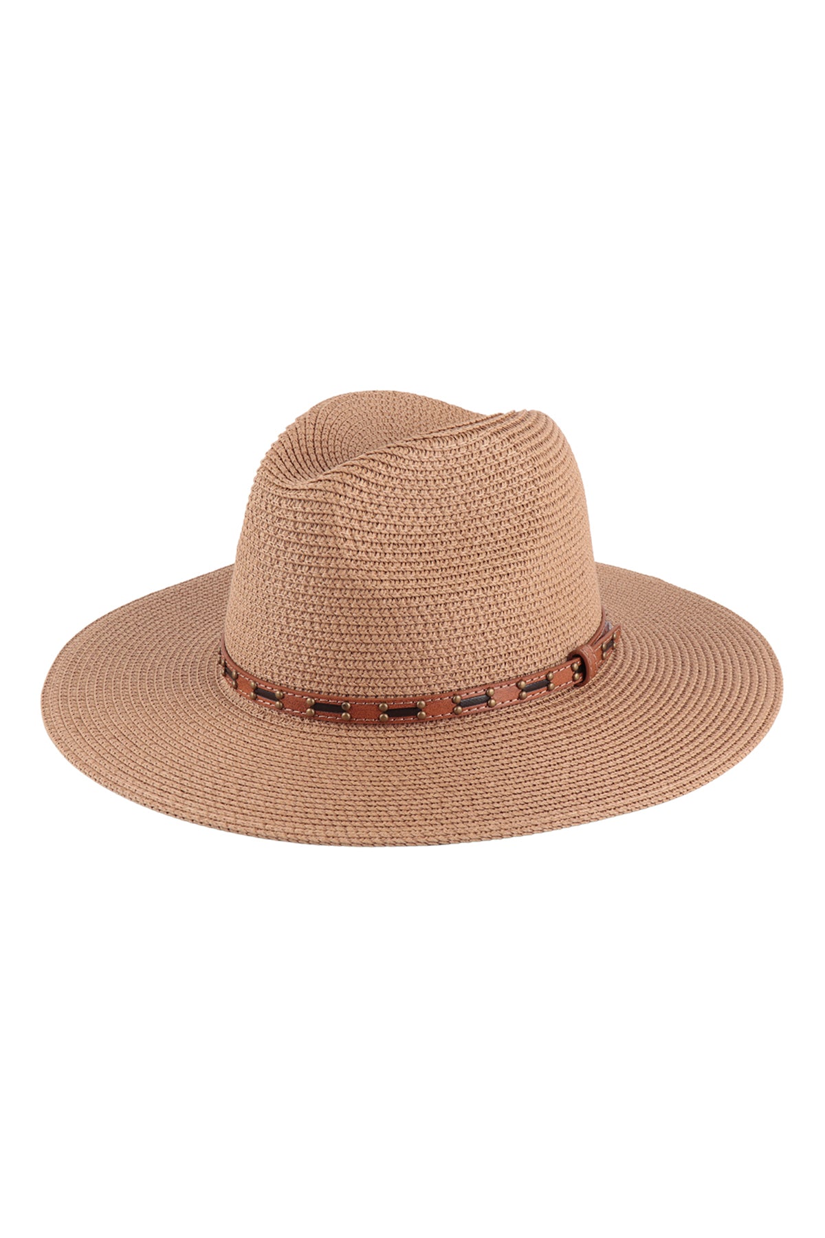 BRIM SUMMER HAT WITH LEATHER BELT STRAP