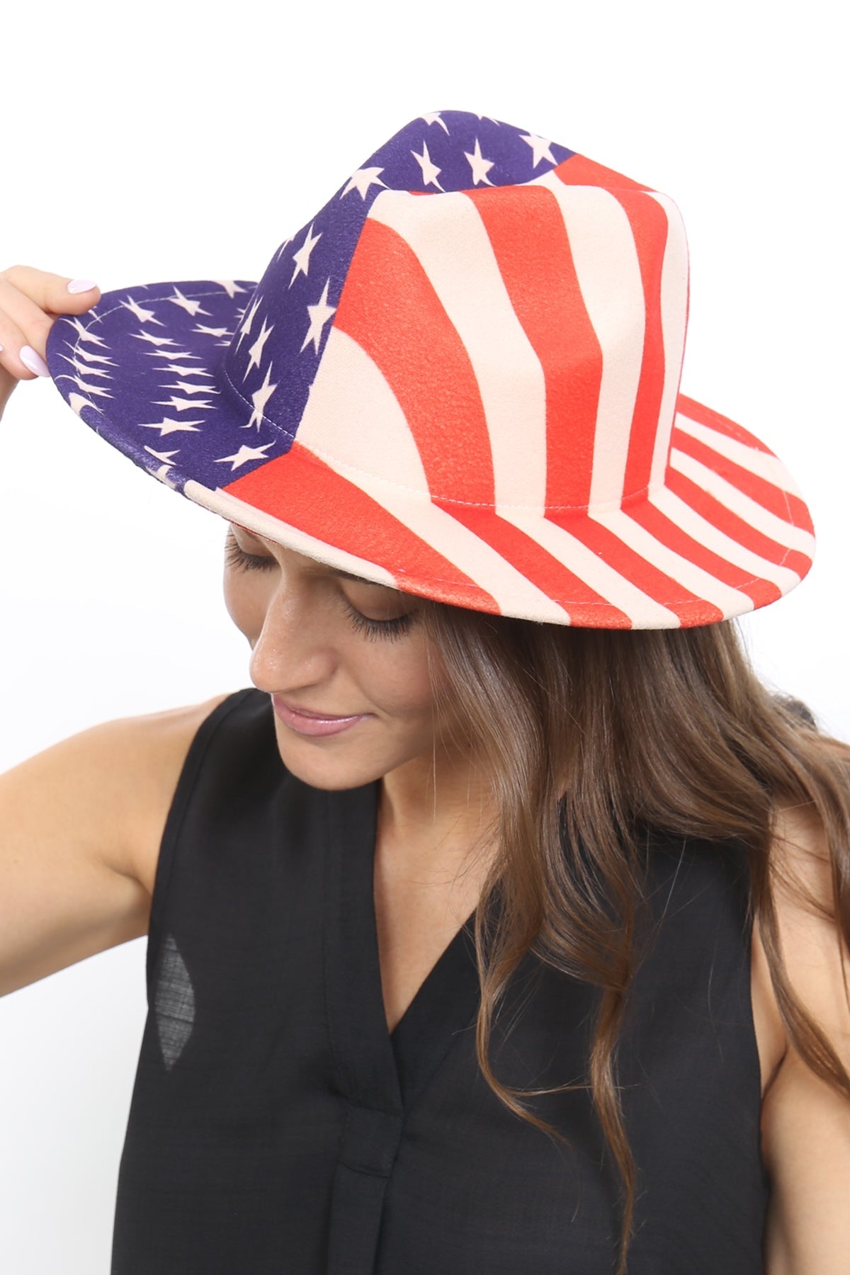 AMERICAN FLAG FELT FASHION BRIM HAT/6PCS (NOW $3.25 ONLY!)