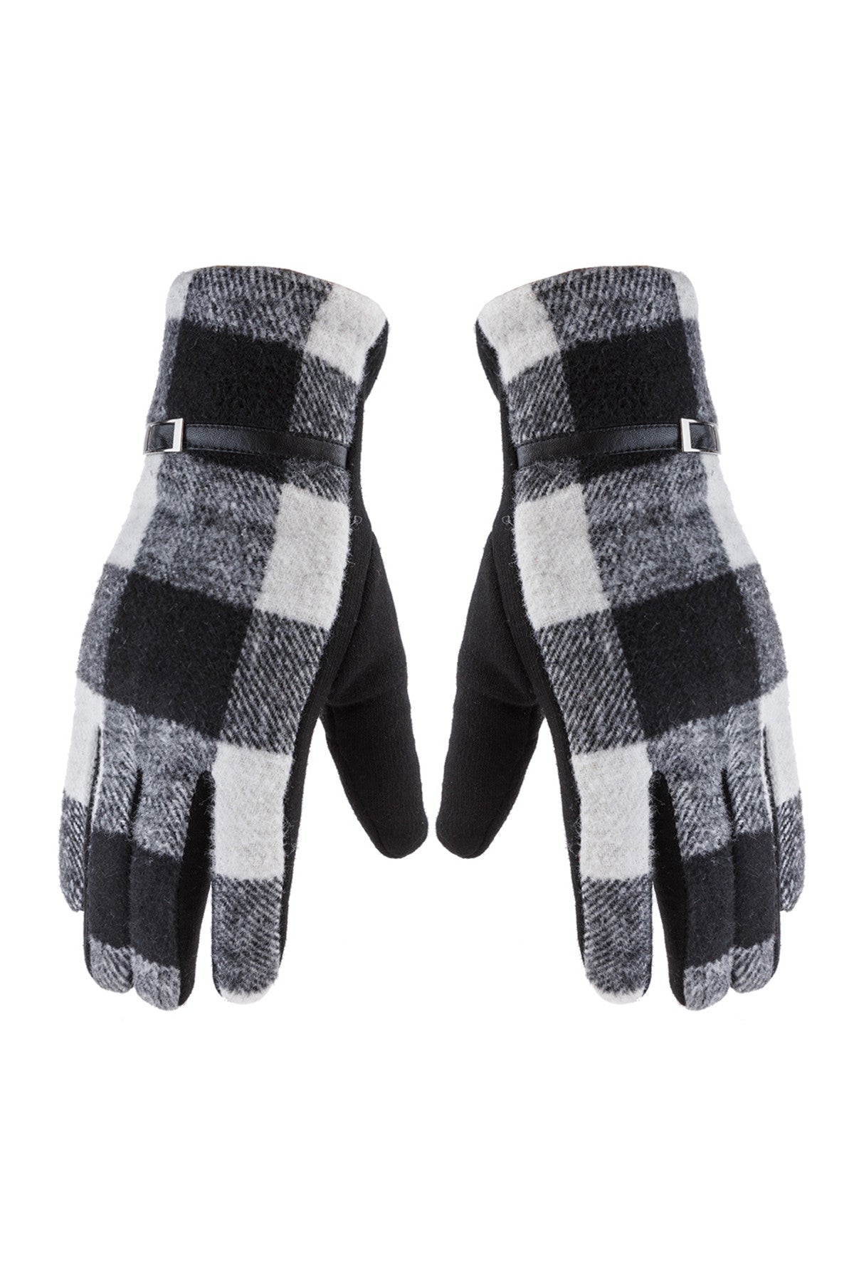 BUFFALO PLAID STRAP SMART TOUCH GLOVES/6PCS