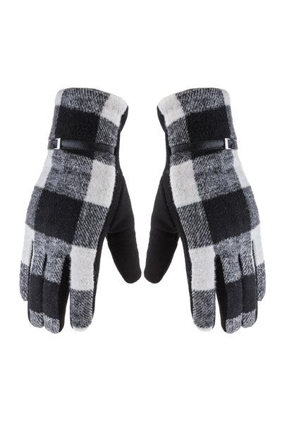 BUFFALO PLAID STRAP SMART TOUCH GLOVES/6PCS