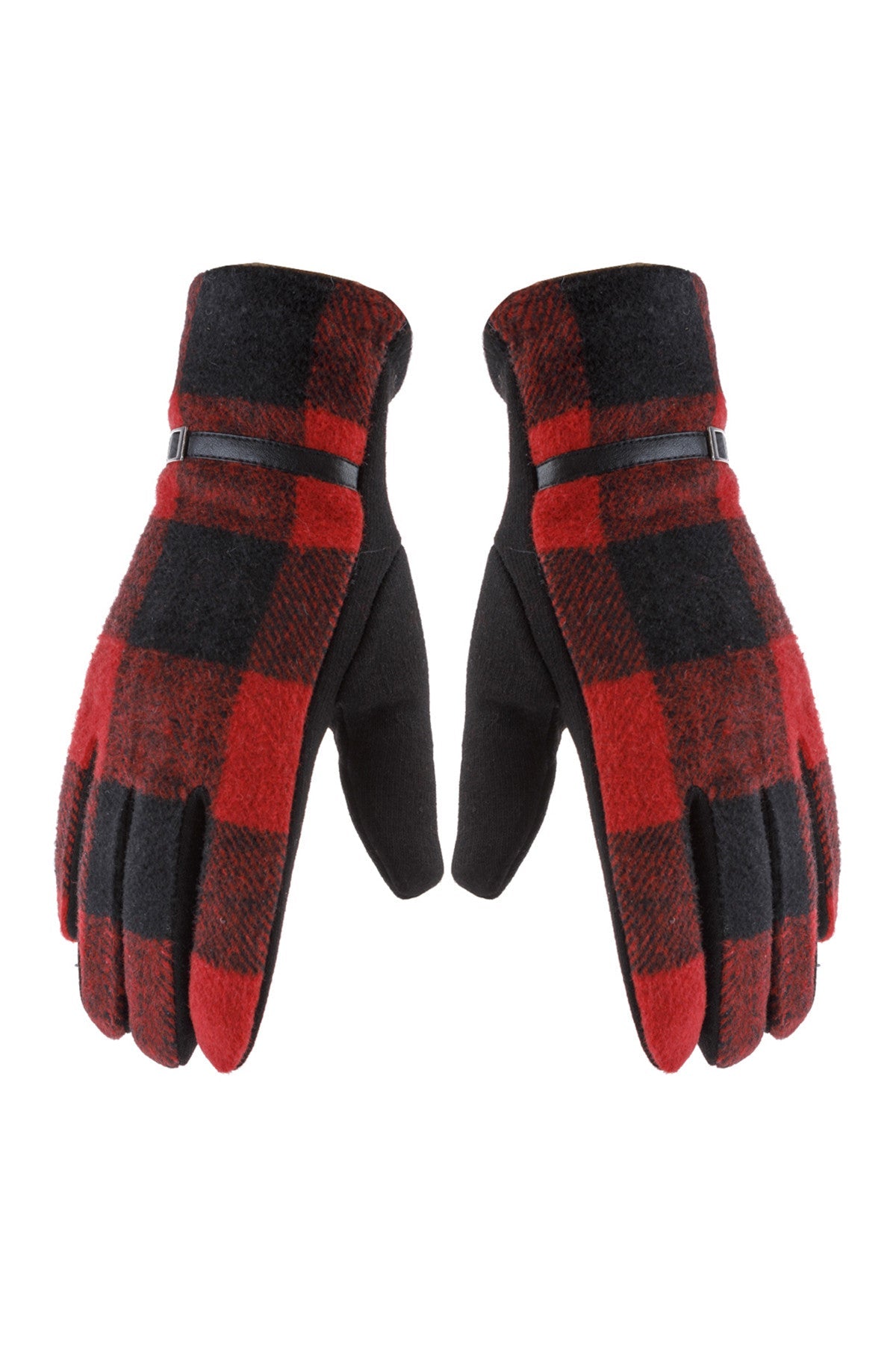 BUFFALO PLAID STRAP SMART TOUCH GLOVES/6PCS
