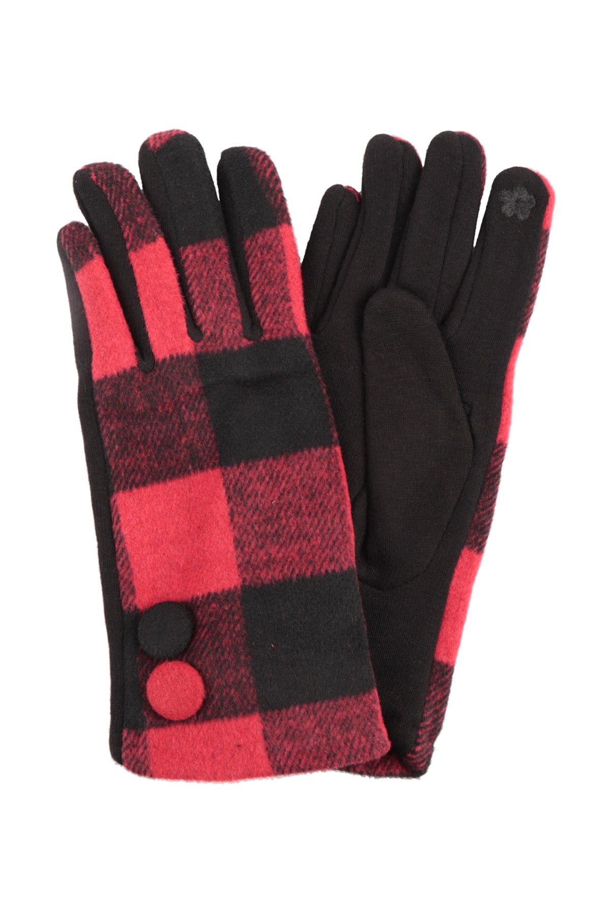 BUFFALO PLAID SMART TOUCH W BUTTON GLOVES/6PCS (NOW $2.75 ONLY!)