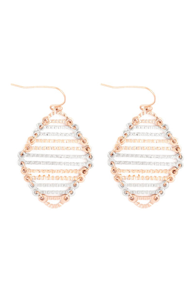 MISS SHAPE LINK TEXTURE DROP FISH HOOK EARRINGS (NOW $2.00 ONLY!)