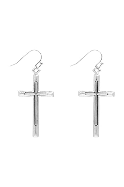 CROSS LAYERED DANGLE HOOK EARRINGS