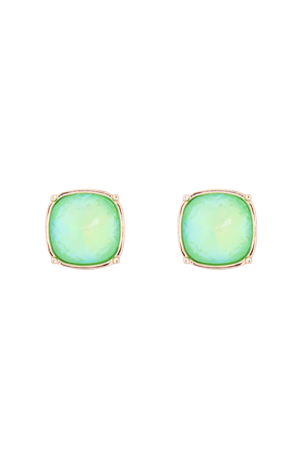 ROUND CUSHION CUT POST EARRINGS