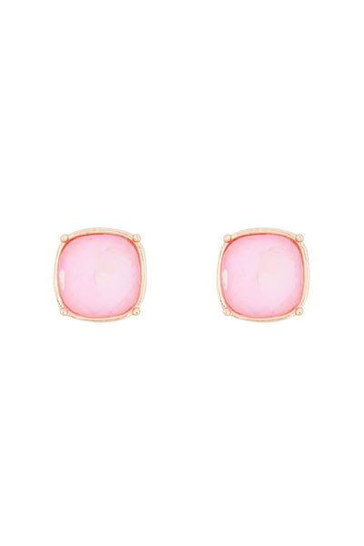 ROUND CUSHION CUT POST EARRINGS