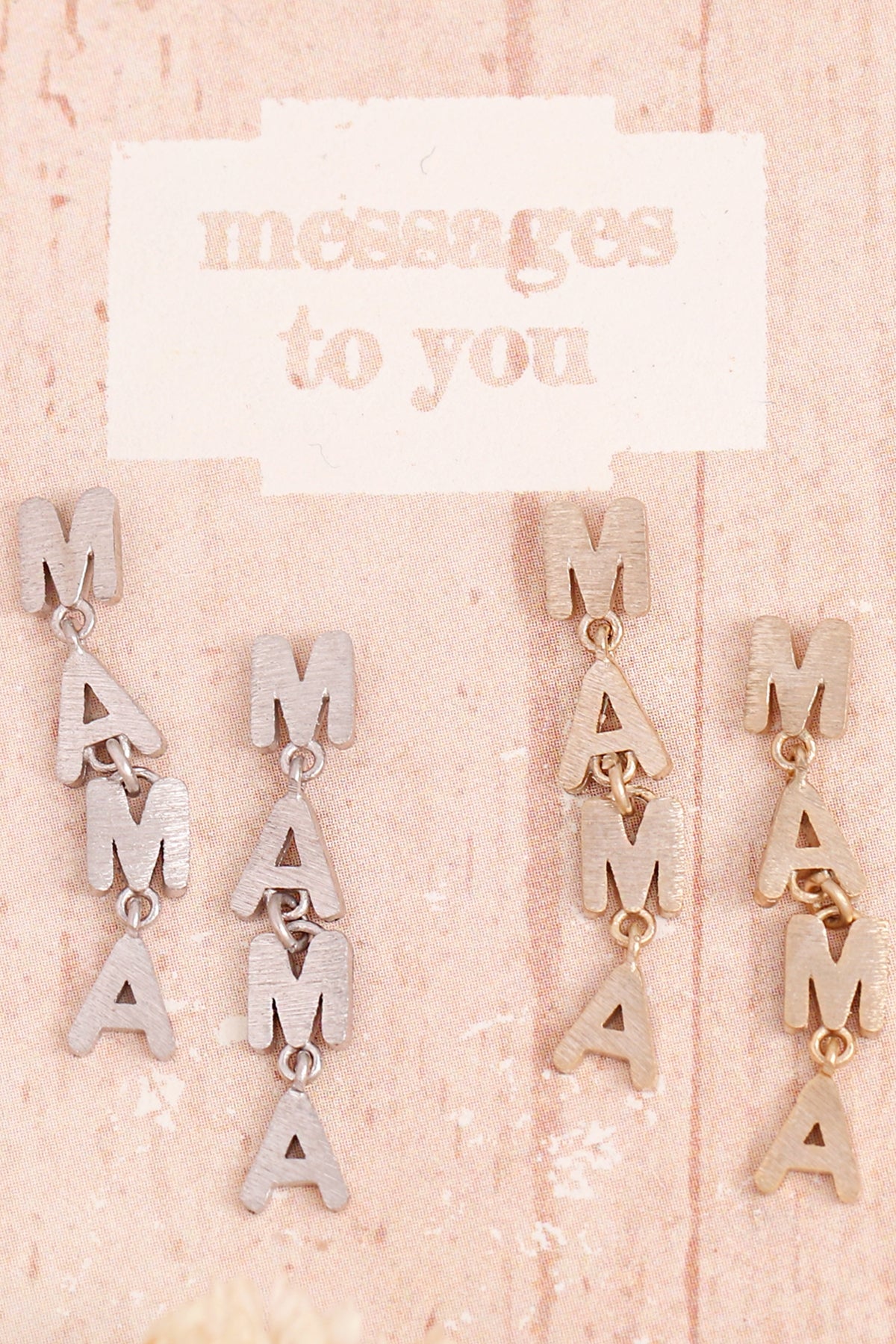 MAMA LETTER DANGLING EARRINGS