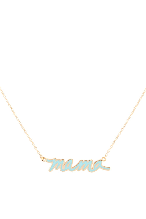 "MAMA" PERSONALIZED COLOR PENDANT BRASS NECKLACE