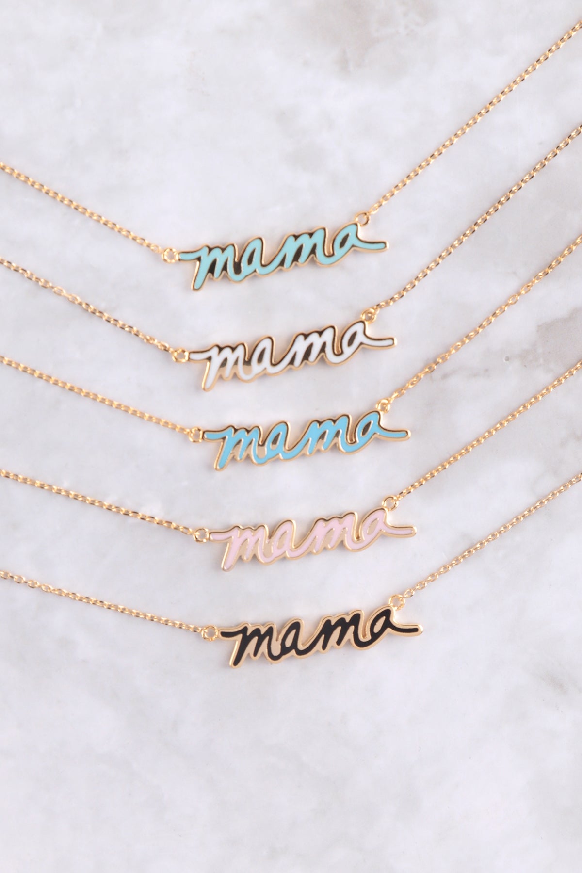 "MAMA" PERSONALIZED COLOR PENDANT BRASS NECKLACE