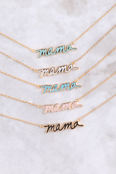 "MAMA" PERSONALIZED COLOR PENDANT BRASS NECKLACE