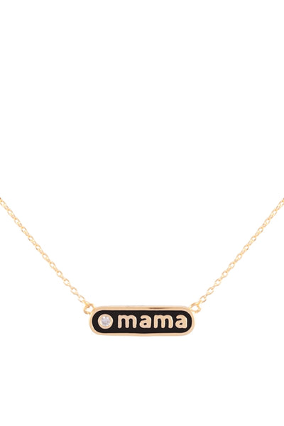 "MAMA" PERSONALIZED ROUNDED BAR W/COLOR BRASS NECKLACE