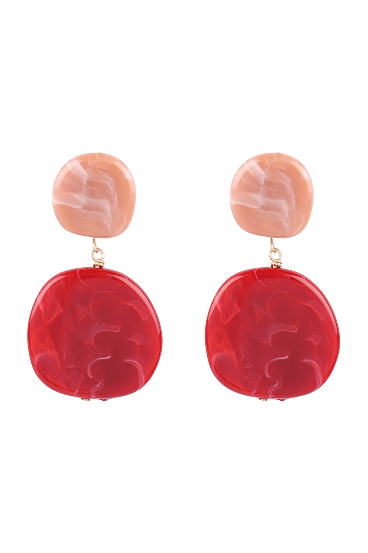 TWO TONE MARBLE POST & DROP EARRINGS