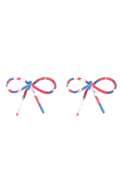 BOW RIBBON AMERICAN ACCENT ACRYLIC EARRINGS/6PCS (NOW $3.00 ONLY!)