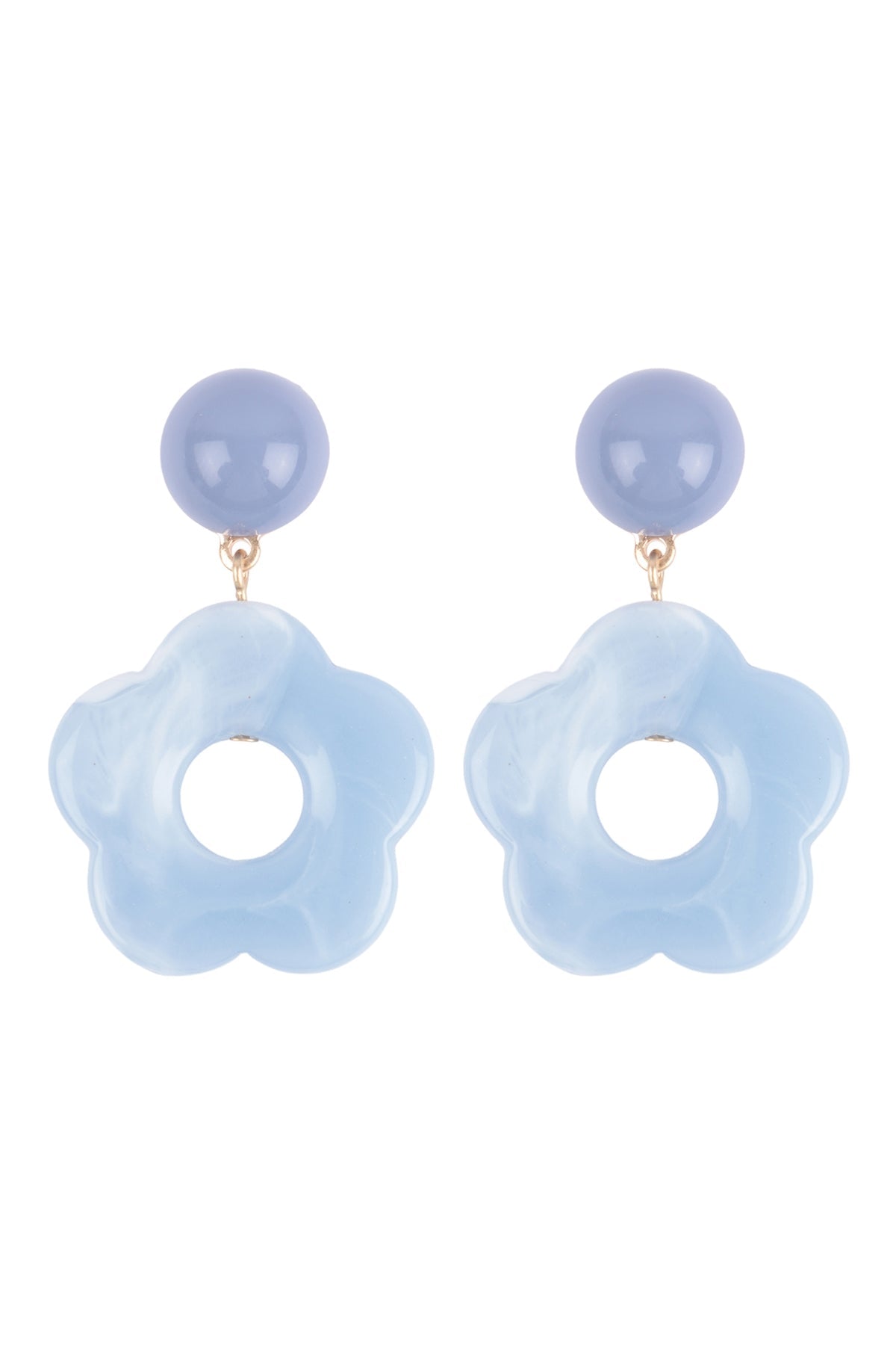 ACRYLIC FLOWER DROP, ROUND POST EARRINGS/6PCS (NOW $1.75 ONLY!)
