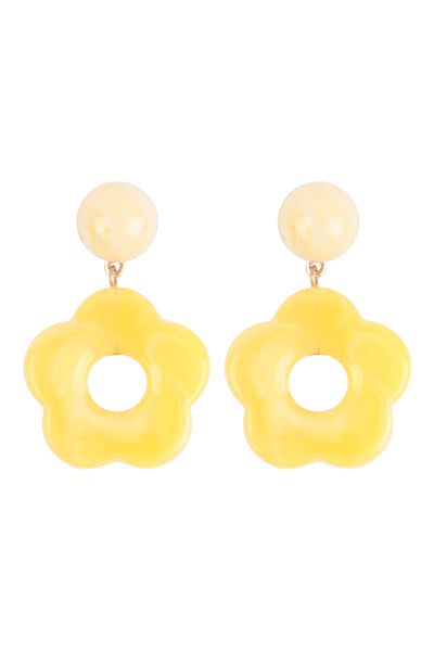 ACRYLIC FLOWER DROP, ROUND POST EARRINGS/6PCS (NOW $1.75 ONLY!)